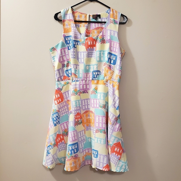 Yumi House Print Dress - Size 8/10 - Picture 1 of 6